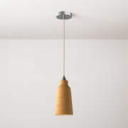 Lampada a sospensione completa di cavo tessile, paralume Bottiglia in ceramica e finiture in metallo - Terracotta striato