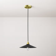 Lampada a sospensione completa di cavo tessile, paralume Swing e finiture in metallo - Nero