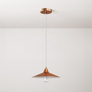 Lampada a sospensione completa di cavo tessile, paralume Swing e finiture in metallo - Rame