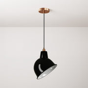 Lampada a sospensione completa di cavo tessile, paralume Broadway e finiture in metallo - Nero