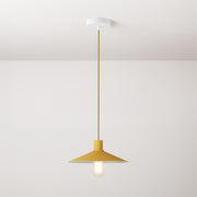 Lampada a sospensione completa di cavo tessile, paralume Swing Pastel e finiture in metallo - Mostarda