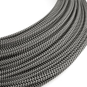 Cavo elettrico Extra Low Voltage rivestito in tessuto Zig Zag Bianco Nero RZ04