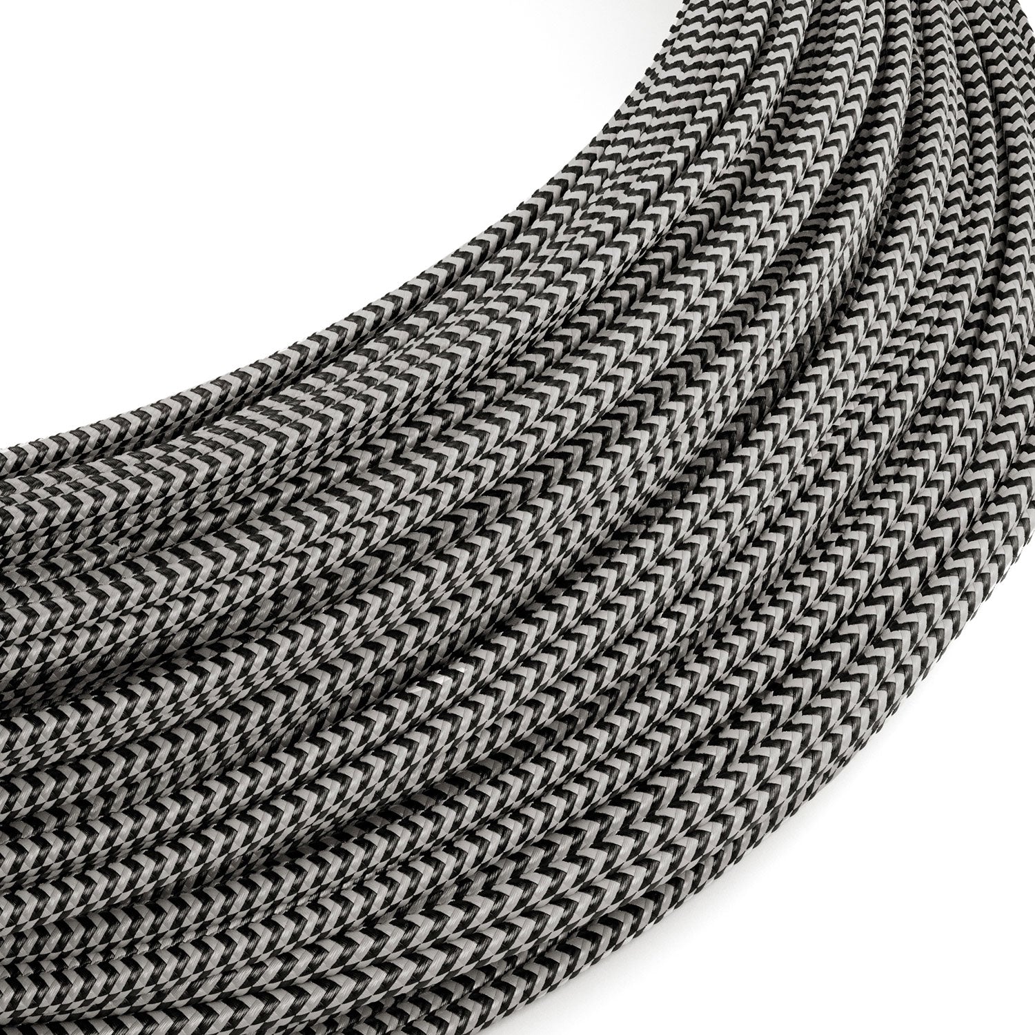 Cavo elettrico Extra Low Voltage rivestito in tessuto Zig Zag Bianco Nero RZ04