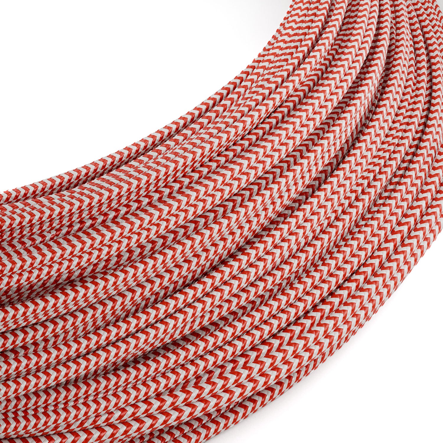 Cavo elettrico Extra Low Voltage rivestito in tessuto Zig Zag Bianco Rosso RZ09