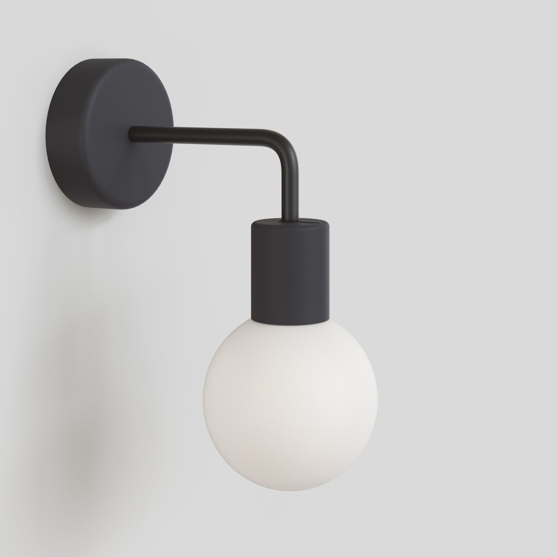 Applique da esterno Modulair IP65 con estensione a L e paralume a sfera infrangibile Unbreak-a-Ball - Nero