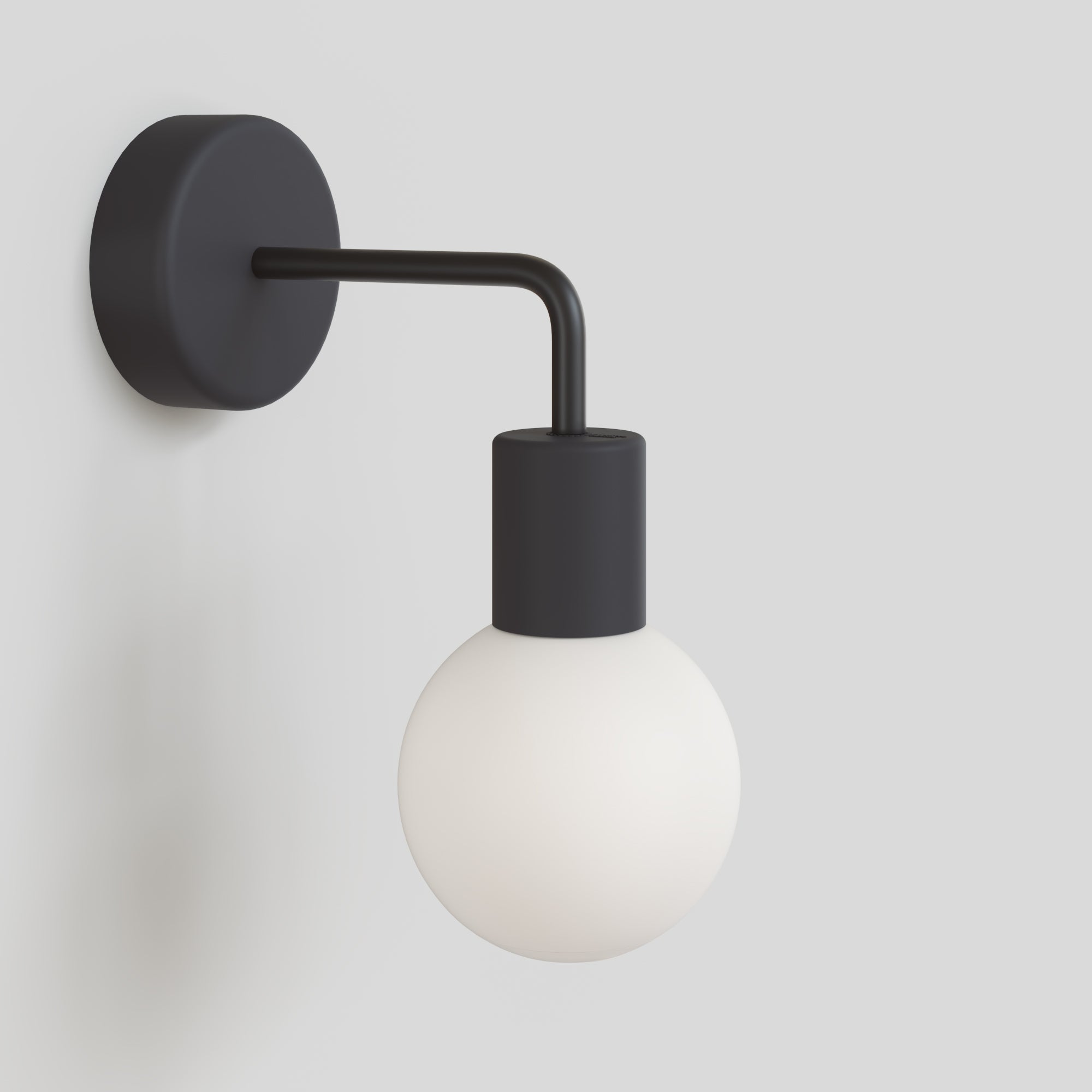 Applique da esterno Modulair IP65 con estensione a L e paralume a sfera infrangibile Unbreak-a-Ball - Nero