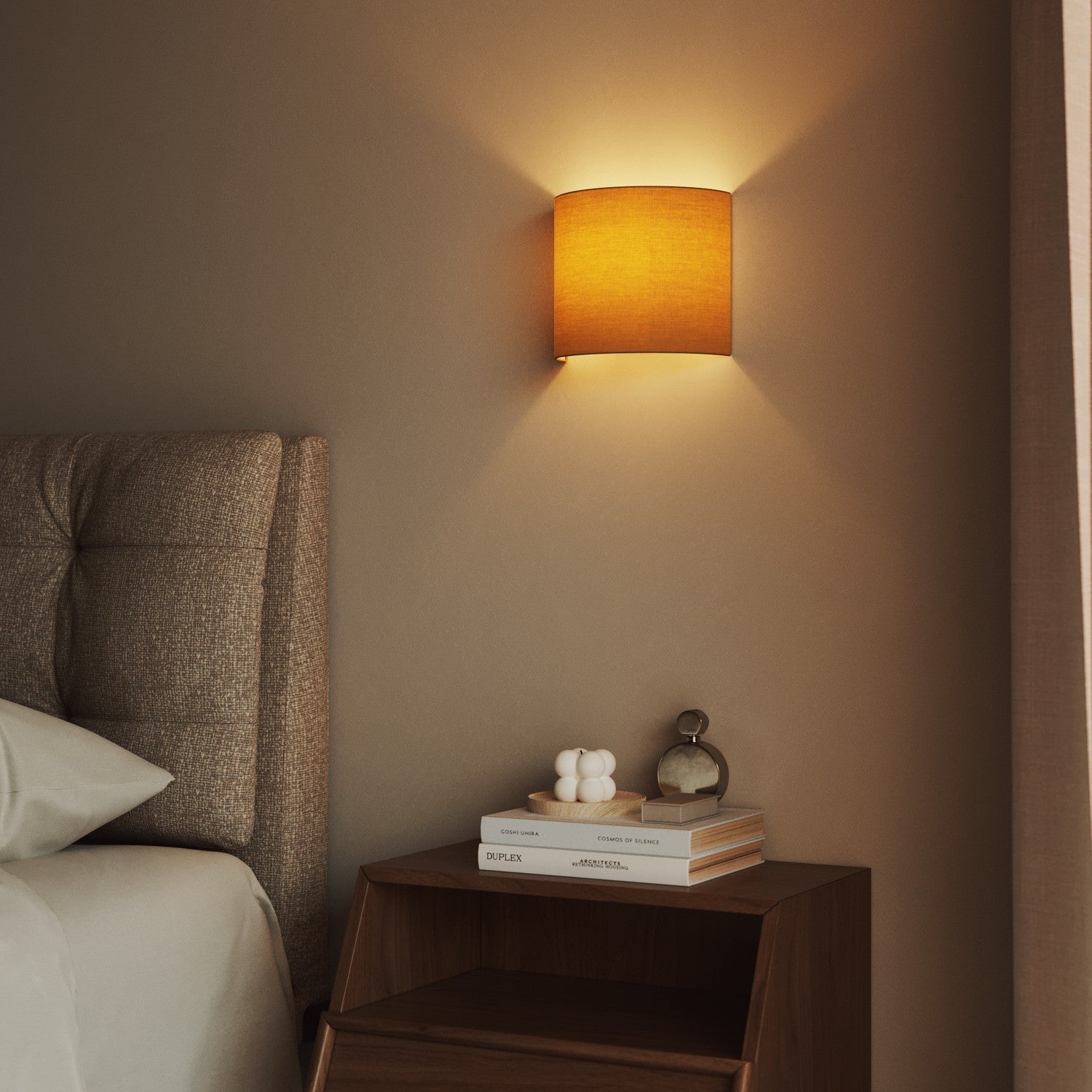 Applique Ventola con paralume in tessuto Arenal oro - Made in Italy