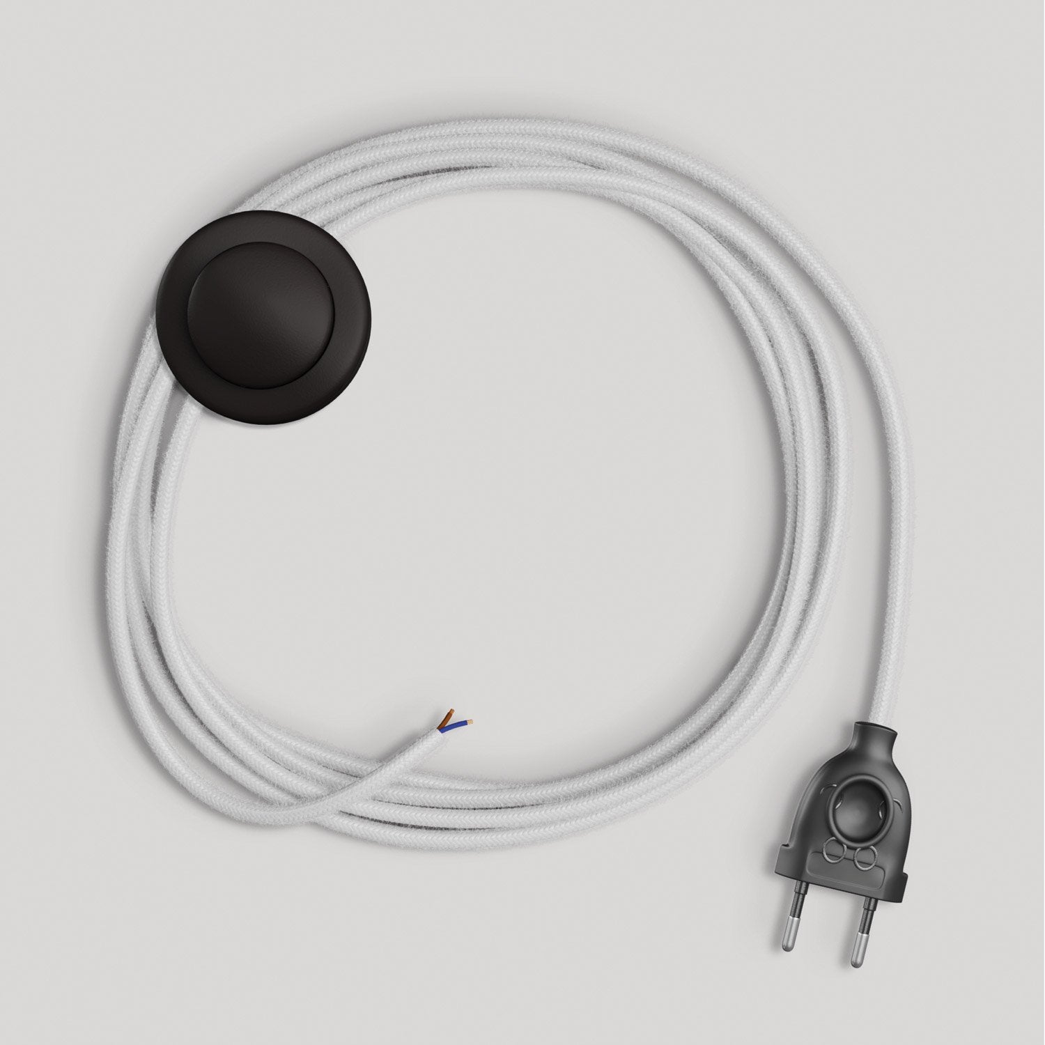 Cablaggio per lampada con cavo bianco in cotone 3 m Nero