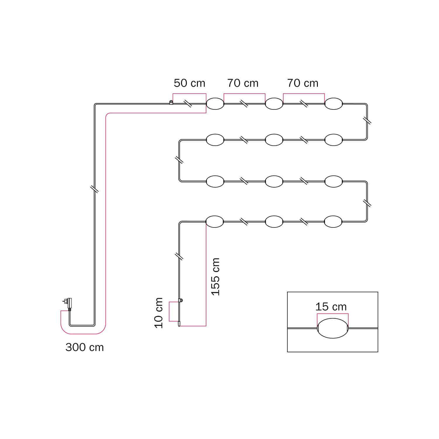 Catena luminosa 12 punti luce da esterno IP67 Bianco sabbia - Marina12