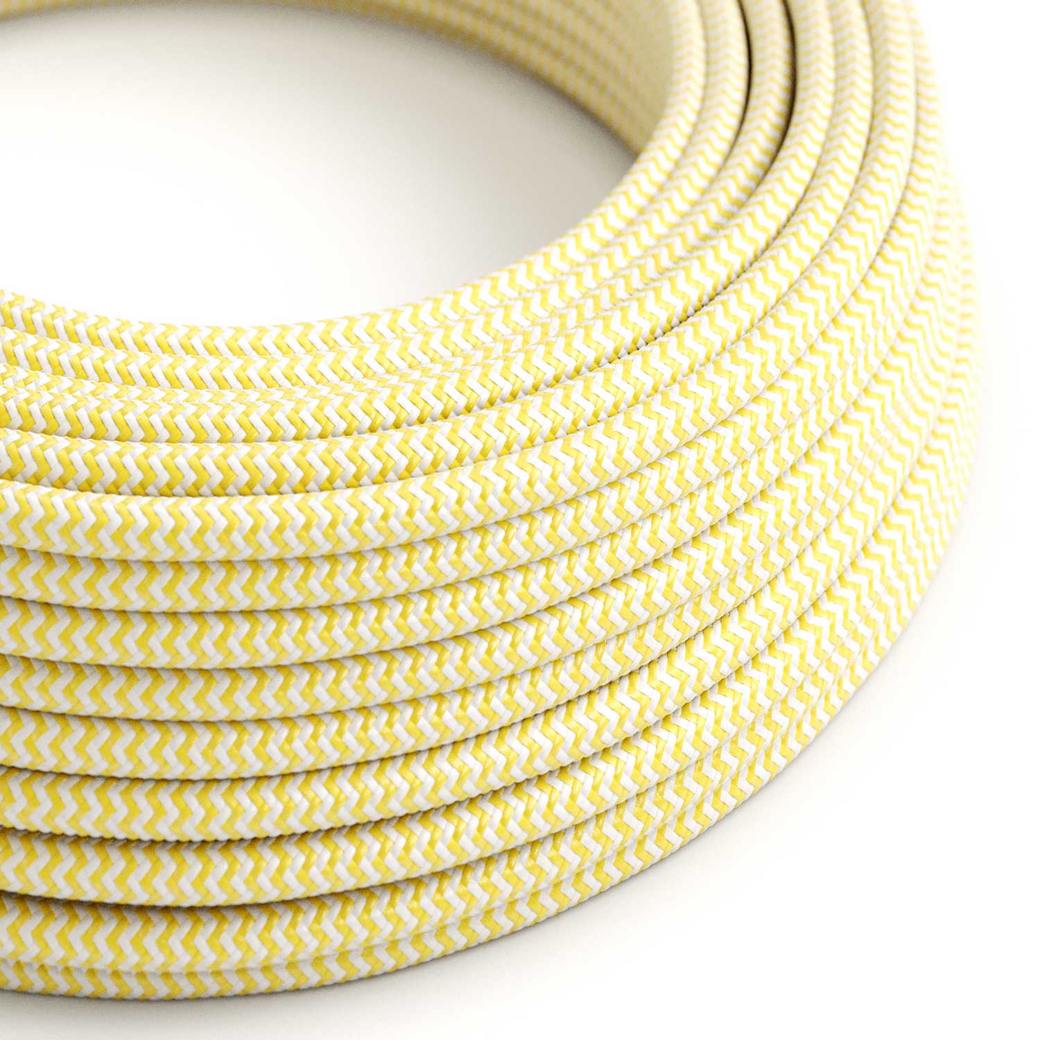 Cavo colorato per illuminazione Giallo Mais e Bianco Ottico ZigZag - L'Originale Creative Cables, per lampade di design - RZ10