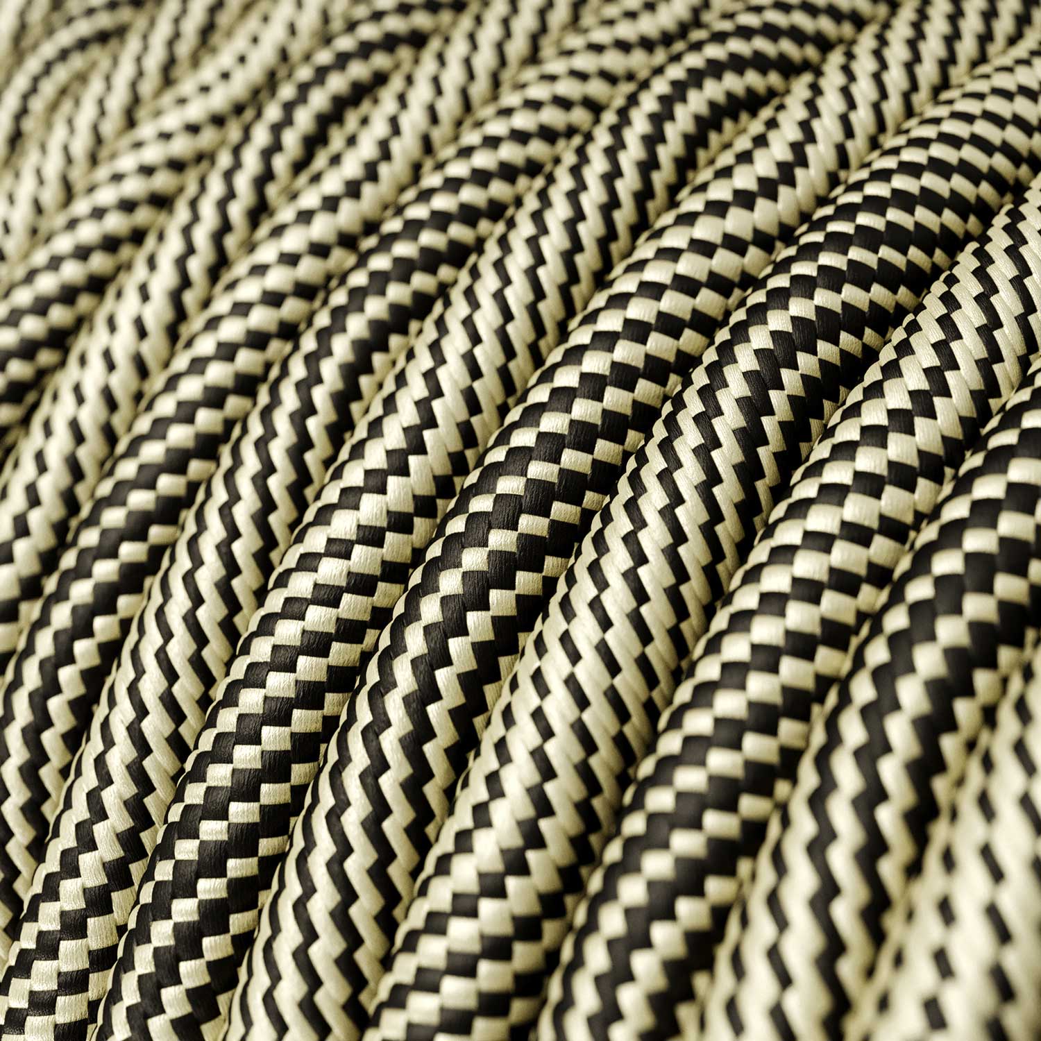 Cavo elettrico in tessuto Optical Nero e Oro Vertigo - L'Originale Creative Cables, per valorizzare i tuoi lampadari - ERM65