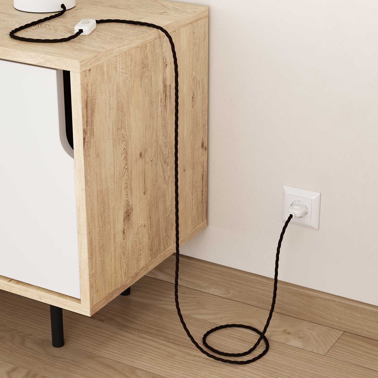 Cavo elettrico in tessuto trecciato Marrone Espresso - L'Originale Creative Cables, per lampade fai-da-te personalizzate - TM13