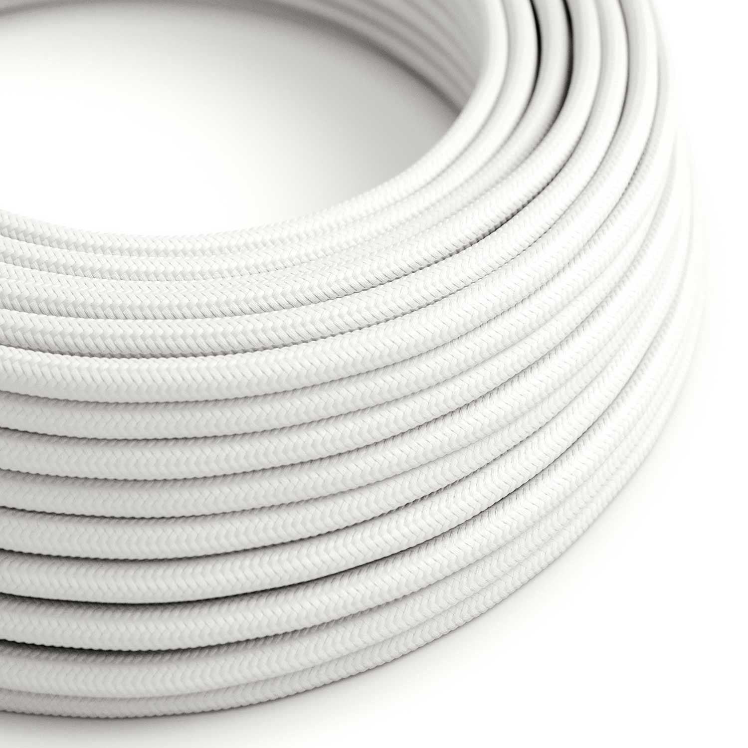 Cavo elettrico Ultra Soft in silicone rivestito in tessuto Bianco Ottico lucido - RM01 rotondo 2x0,75 mm - Creative Cables