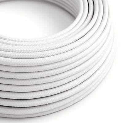 Cabo elétrico resistente a UV para exterior redondo revestido em tecido Branco SM01 - compatível com Eiva Outdoor IP65