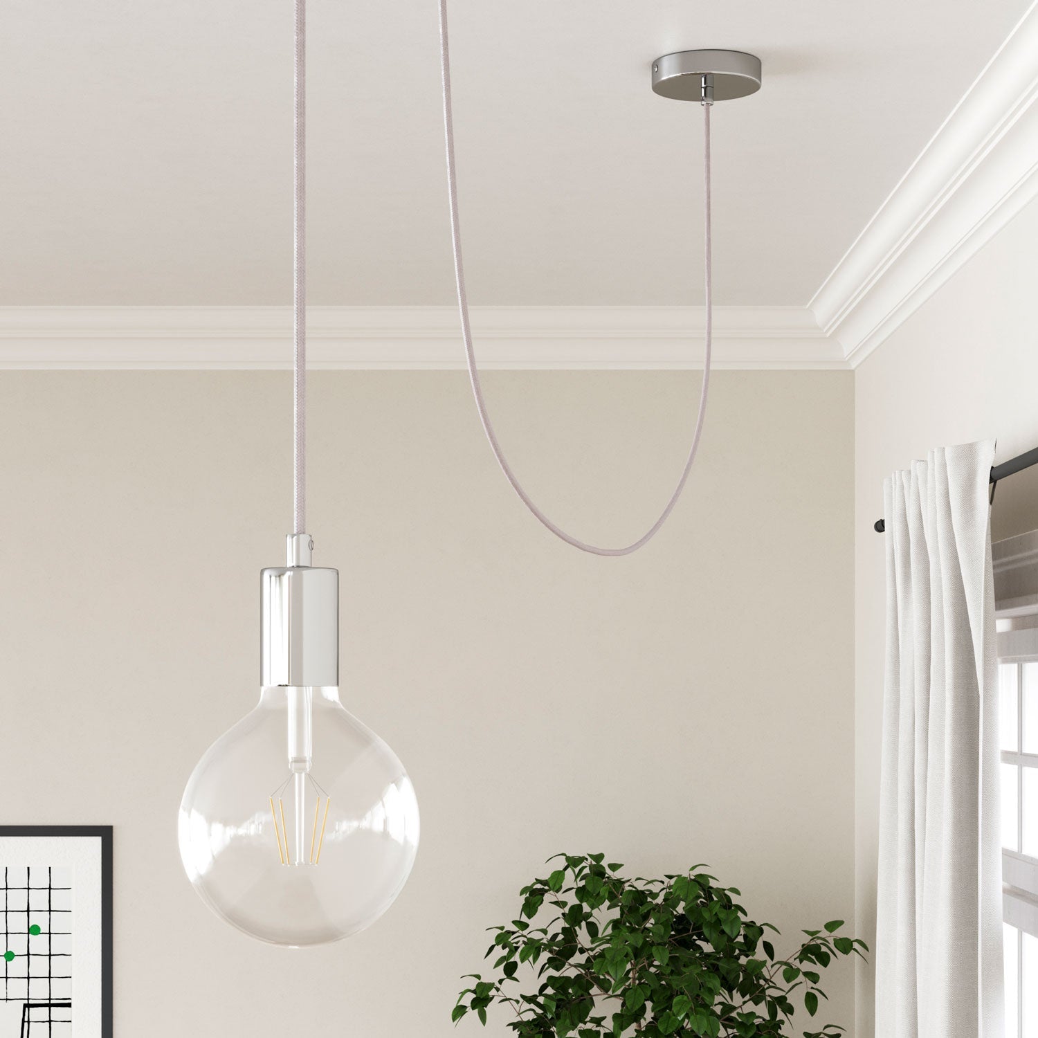 Cavo per illuminazione in cotone Rosa pallido - L'Originale Creative Cables, per impianti a vista di design - RC16