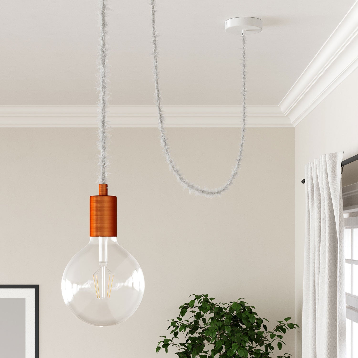 Cavo tessile per illuminazione Bianco Ottico Marlene - L'Originale Creative Cables, pensato per lampade originali - TP01