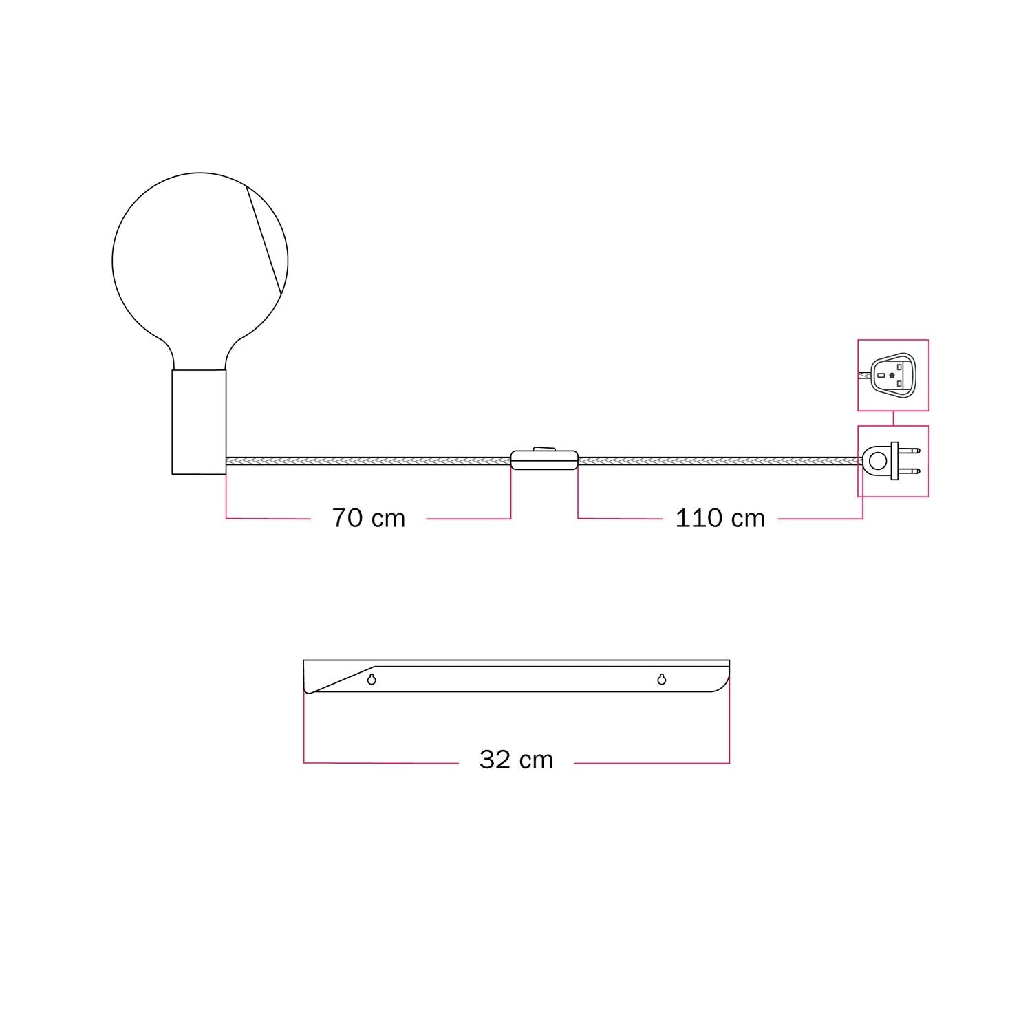 Combo Camo - Lampada con mensola e spina UK - Giallo