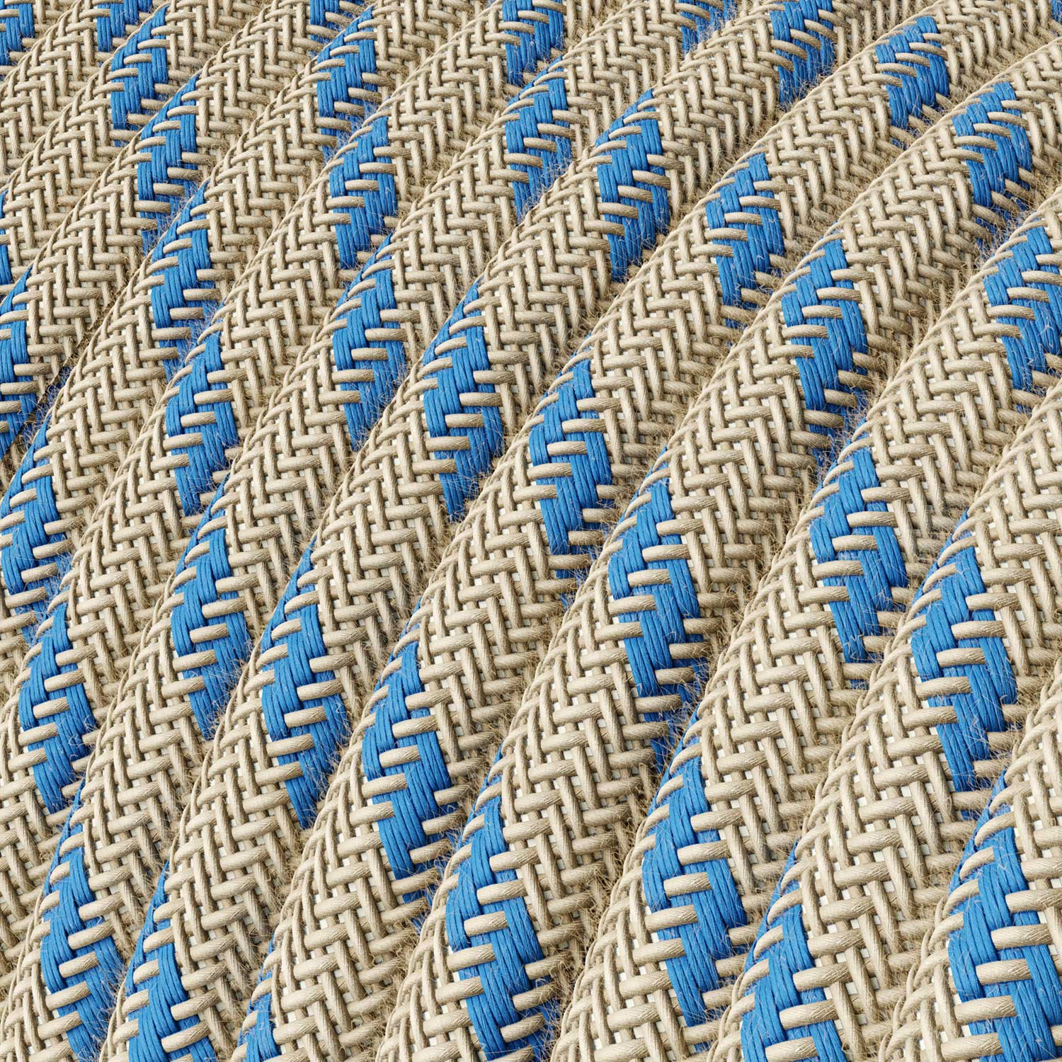 Corda elettrica in tessuto Blu Steward e Beige Stripes - L'Originale Creative Cables, per lampade DIY - RD55