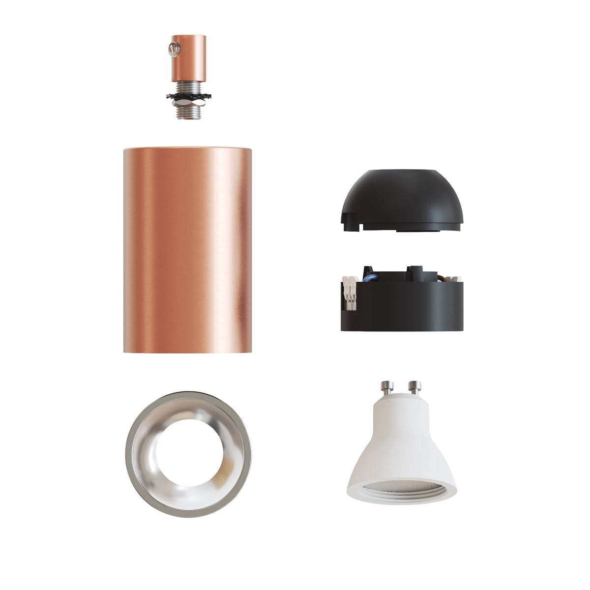 Faretto GU10 Spotlight LED Bispot - Rame satinato / Cromo - Creative Cables