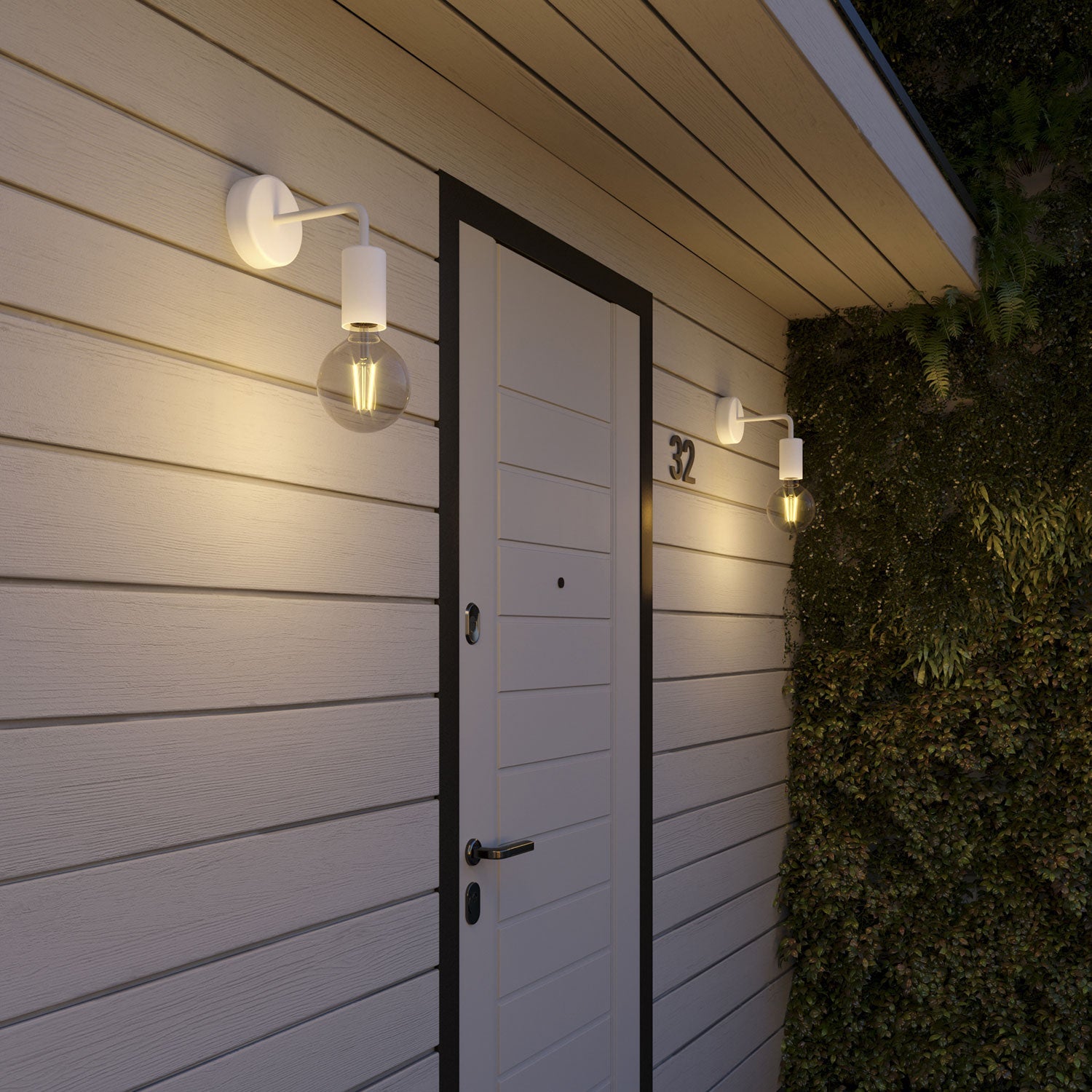 Fermaluce Modulair ELEGANT con estensione a L, rosone e portalampada IP65 waterproof - Bianco