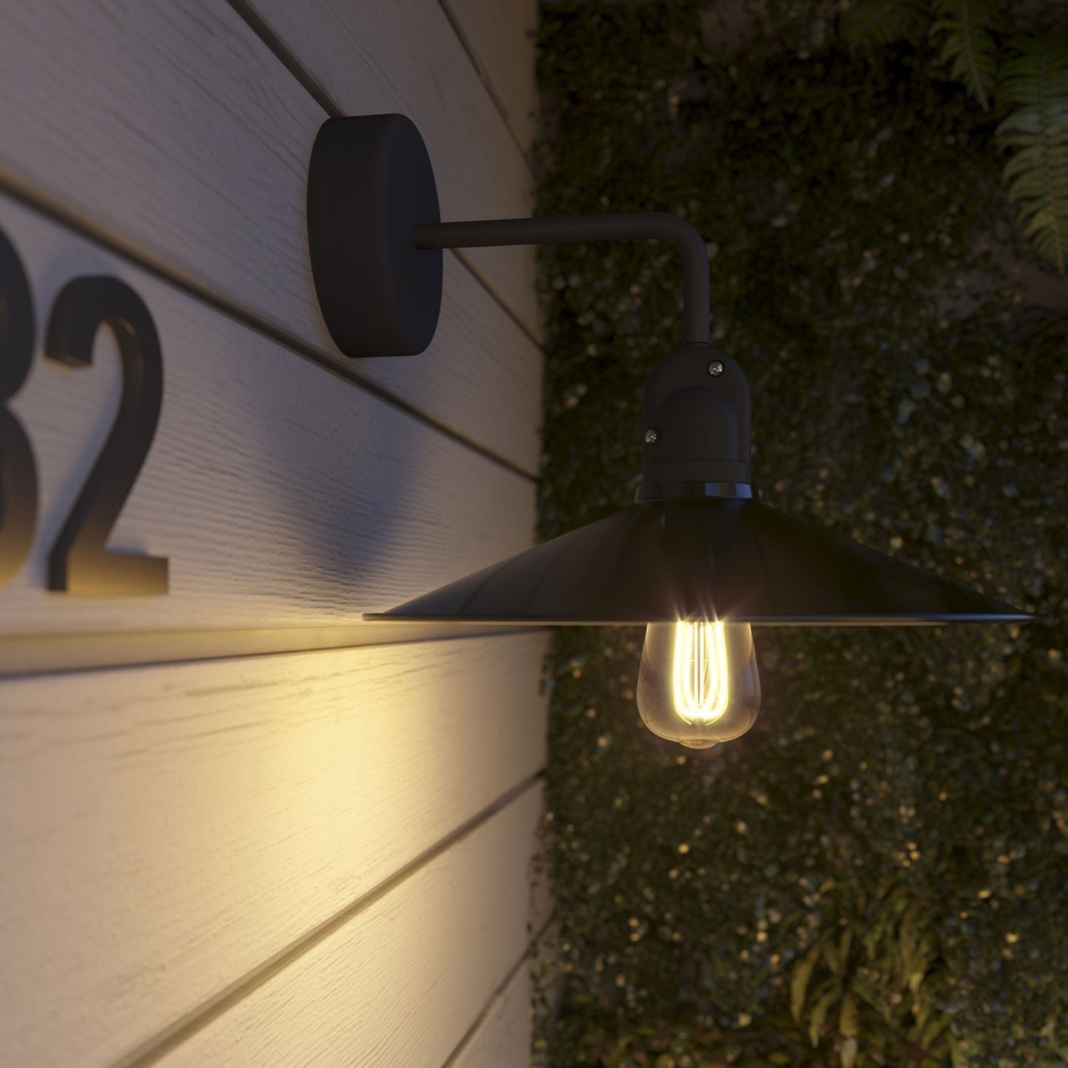 Fermaluce per paralume Modulair con estensione a L, rosone e portalampada IP65 waterproof - Nero