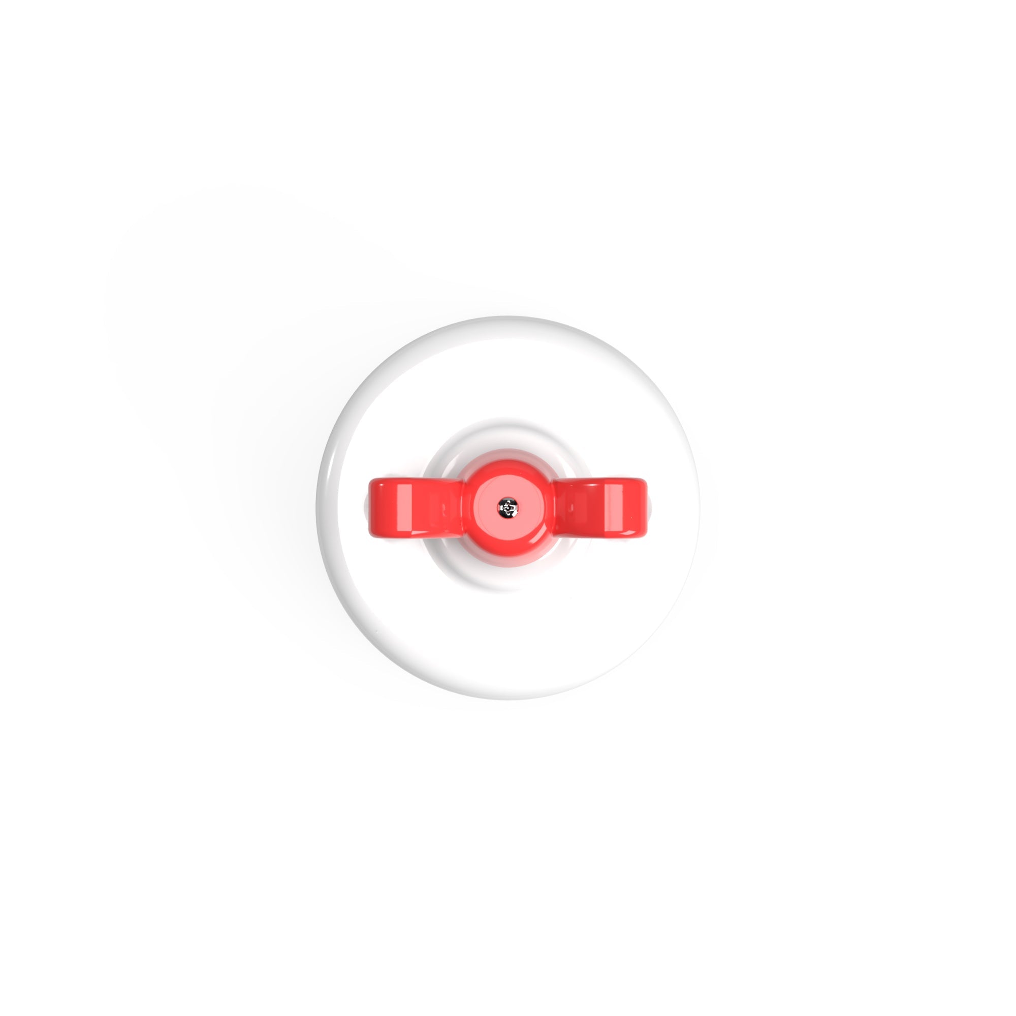 Interruttore/Deviatore in porcellana bianco con dado a farfalla Rosso