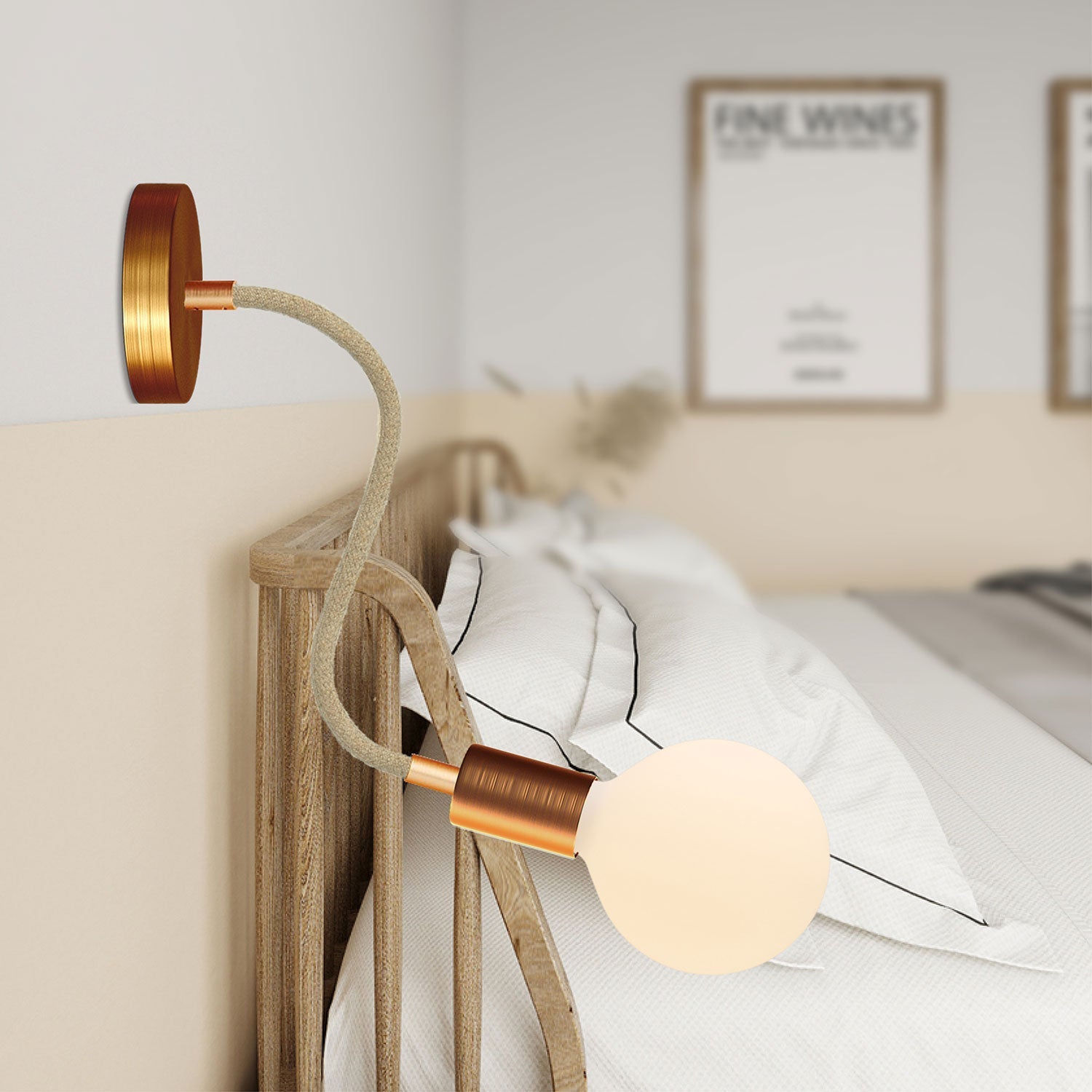 Kit Creative Flex tubo flessibile di estensione rivestito in juta RN06 Neutro con terminali metallici Rame satinato 30 cm