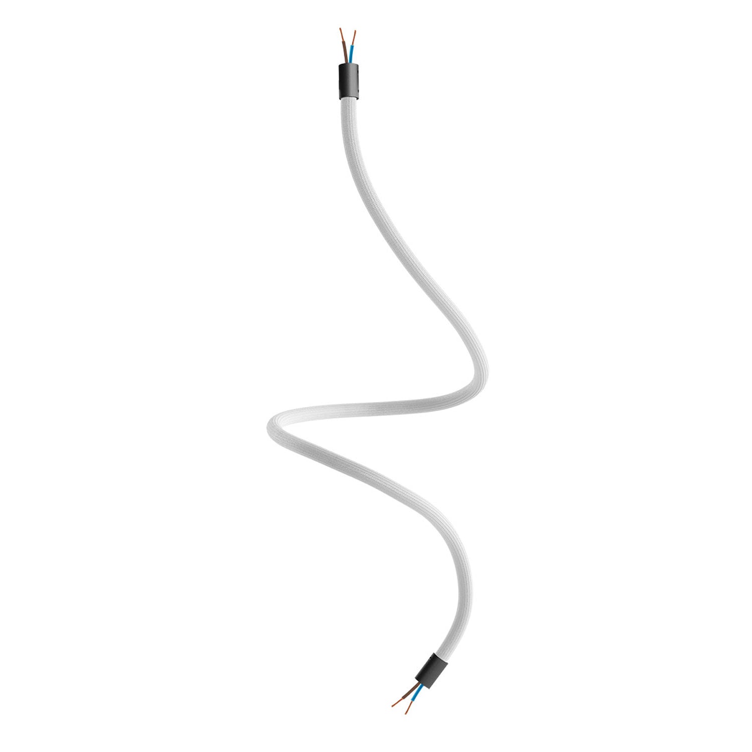 Kit Creative Flex tubo flessibile di estensione rivestito in tessuto RM02 Argento con terminali metallici Nero 90 cm