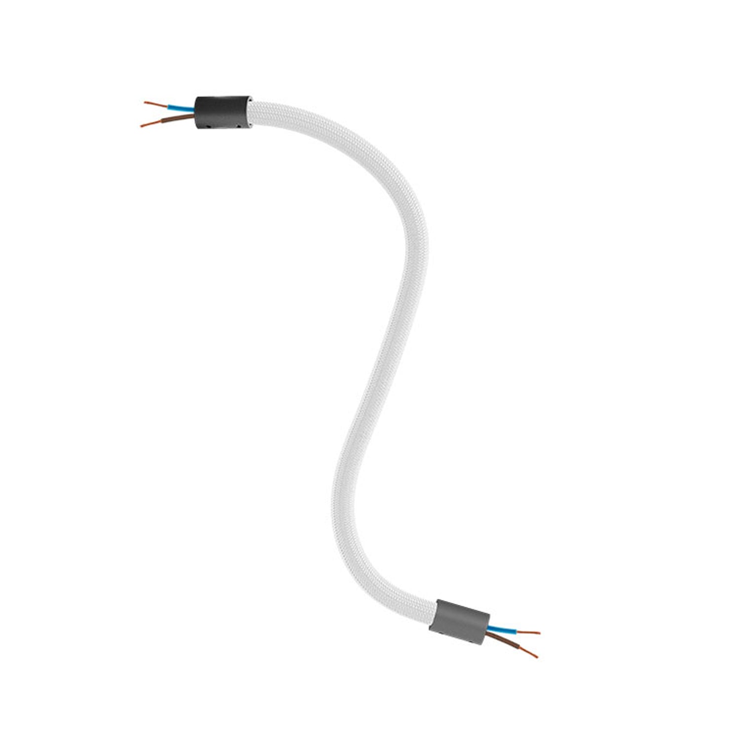 Kit Creative Flex tubo flessibile di estensione rivestito in tessuto RM02 Argento con terminali metallici Nero 30 cm