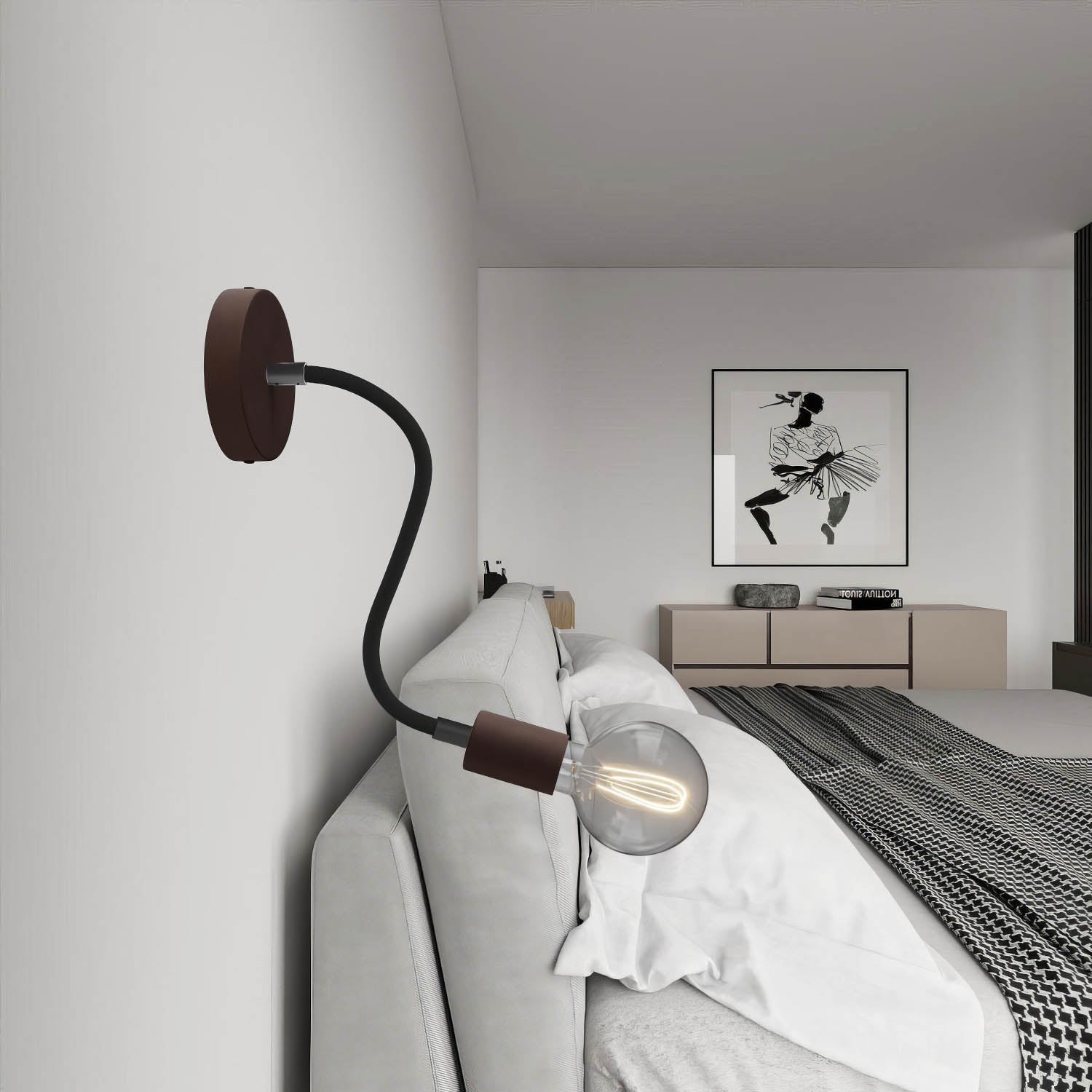 Kit Creative Flex tubo flessibile di estensione rivestito in tessuto RM04 Nero con terminali metallici Nero 30 cm