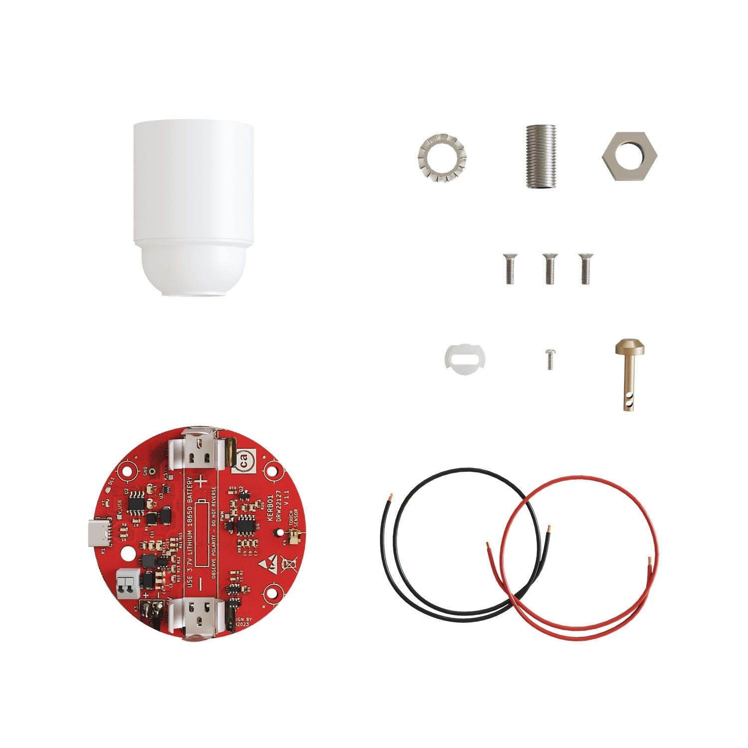 Kit elettronico per lampade a batteria 5V USB-C con portalampada E27 liscio - Bianco