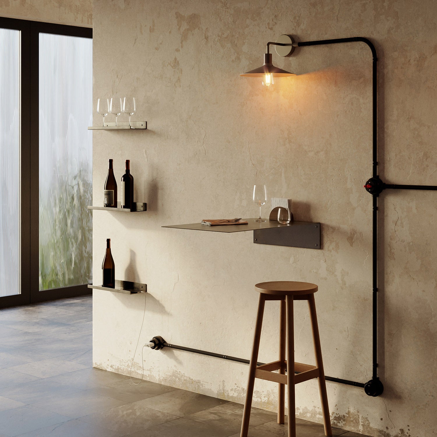 Kit interruttore/deviatore con dado a farfalla e base per Creative-Tubes in porcellana nera Nero 2