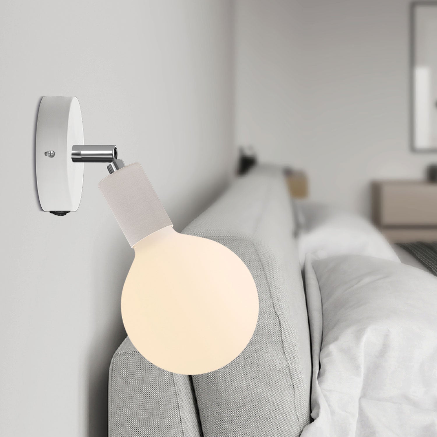 Kit mini rosone cilindrico in metallo con interruttore - Bianco opaco