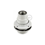Kit portalampada E14 in bakelite con doppia ghiera per paralume - Bianco