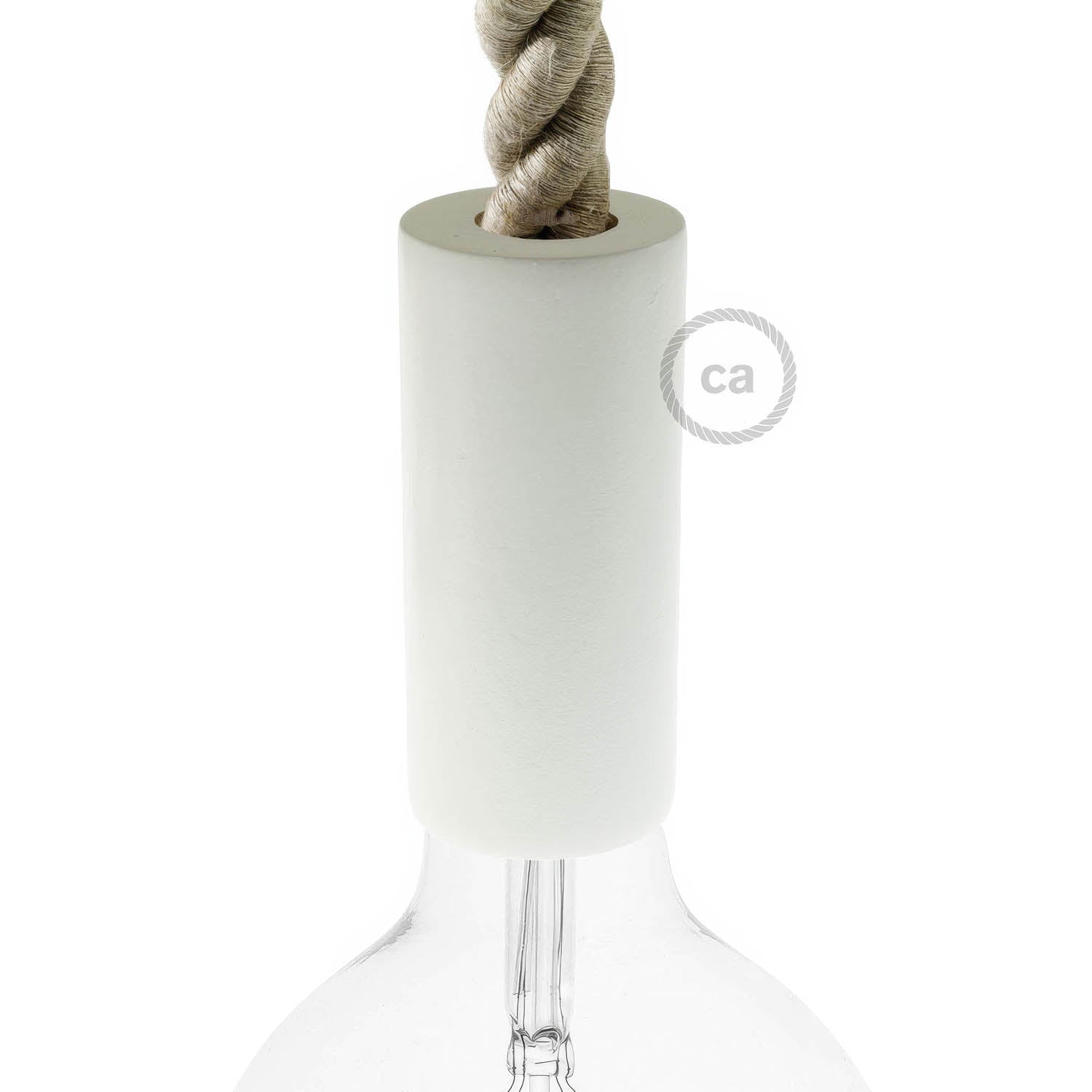 Kit portalampada E27 in legno per cordone 2XL - Bianco