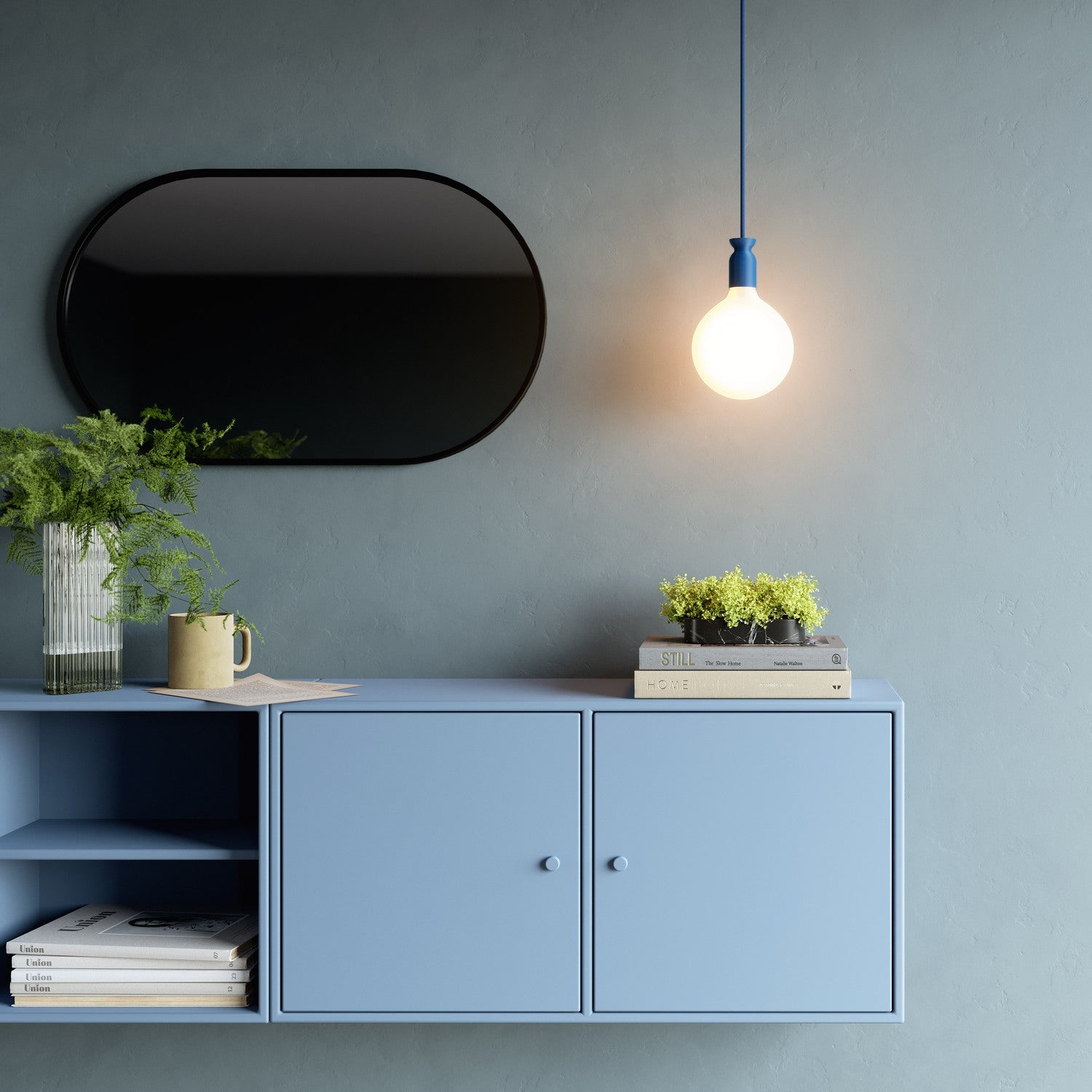 Kit portalampada E27 in plastica riciclata con stampante 3D - Blu cobalto