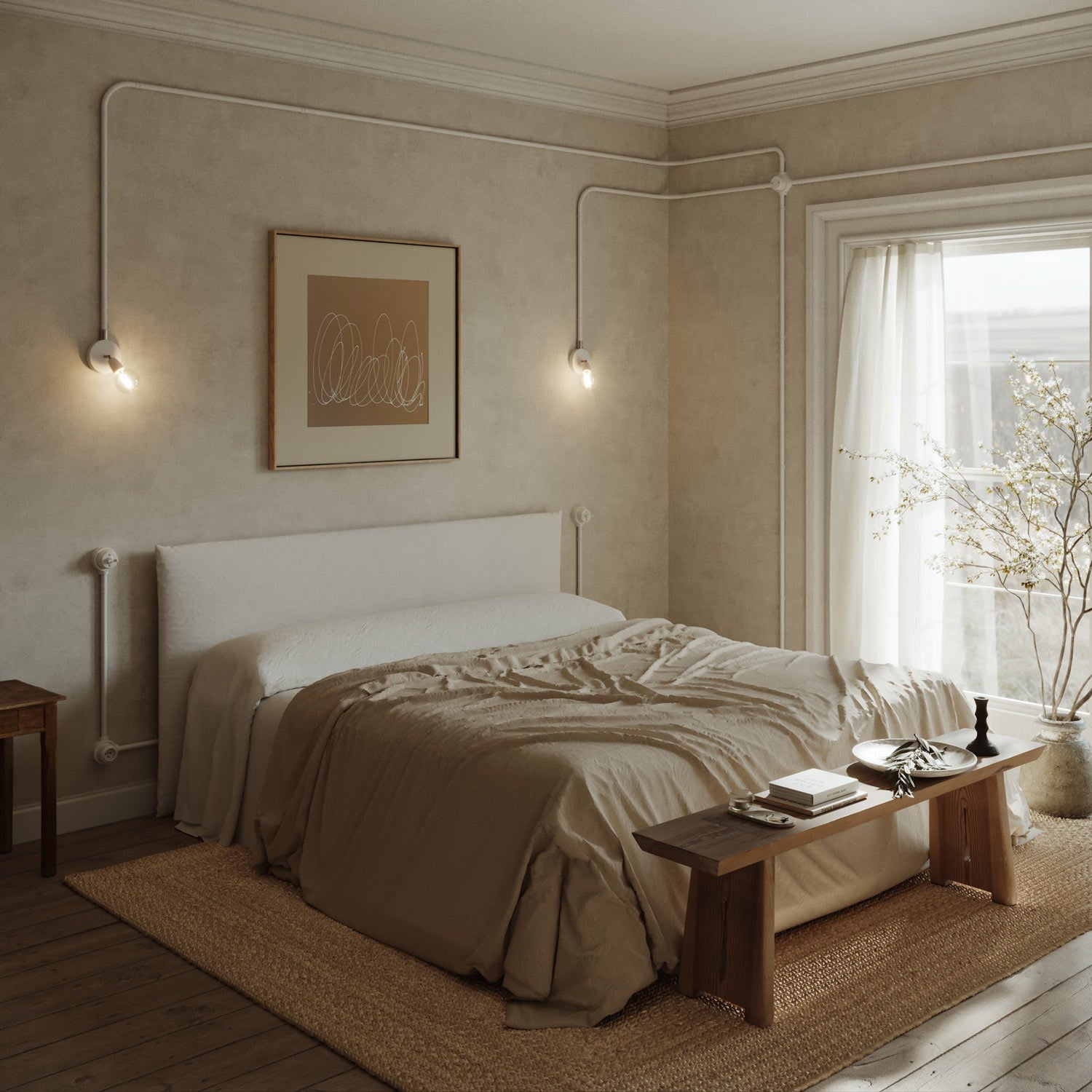 Kit presa bipasso italiana 10/16A da parete e base per Creative-Tubes in porcellana - Bianco 2 in linea