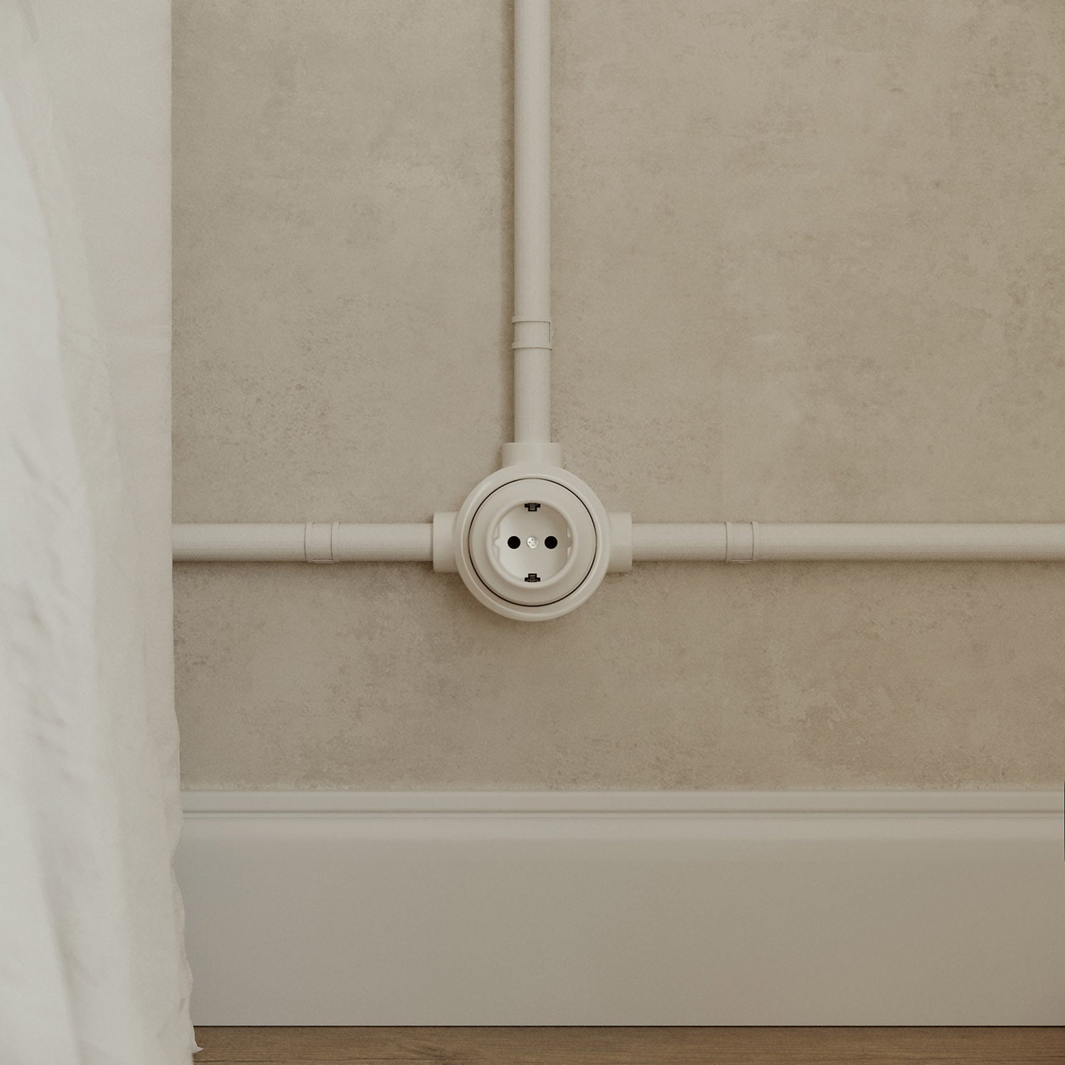 Kit presa Schuko da parete e base per Creative-Tubes in porcellana - Bianco 3