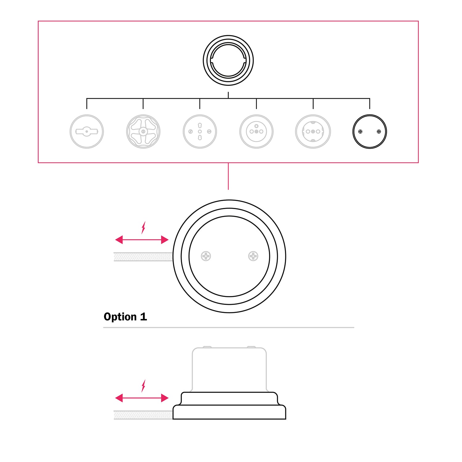 Kit scatola di derivazione e base in porcellana - Bianco