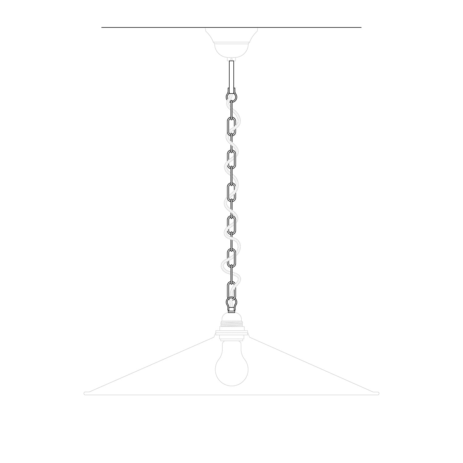 Kit sospensione meccanica con catena genovese in ferro - Catena 50 cm, tigetta e gancio M10x1