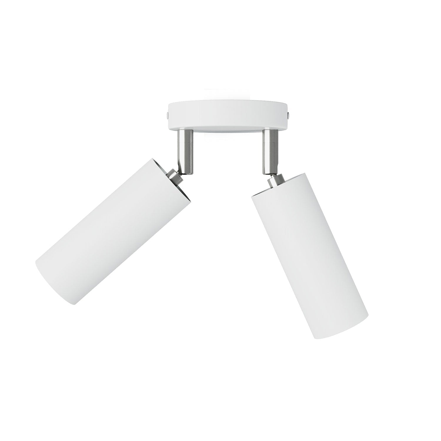 Lampada a 2 faretti con paralume Tub-E14 e rosone tondo - Bianco opaco
