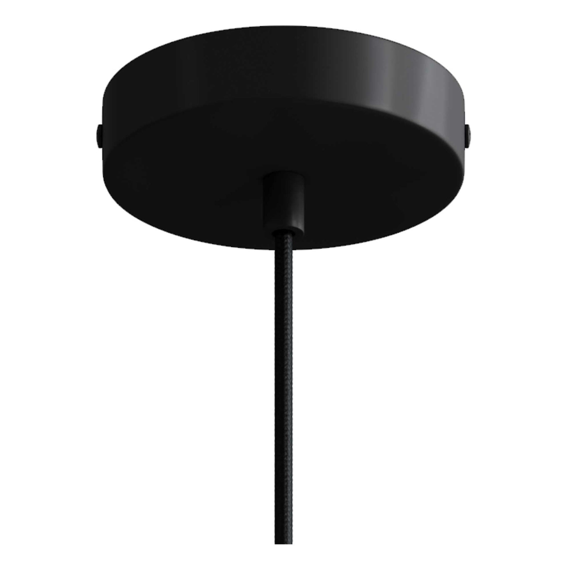 Lampada a sospensione completa di cavo tessile, portalampada E14 P-Light e finiture in metallo - Nero
