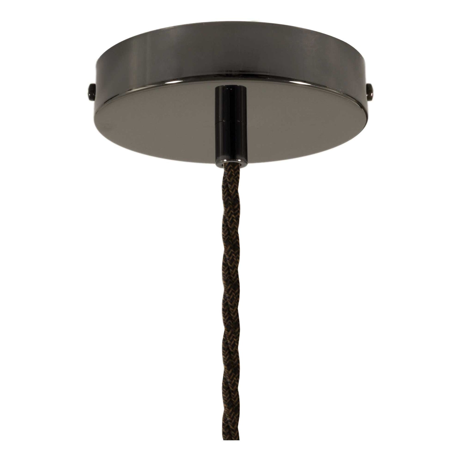 Lampada a sospensione completa di cavo tessile trecciato e portalampada in alluminio - Nero perla