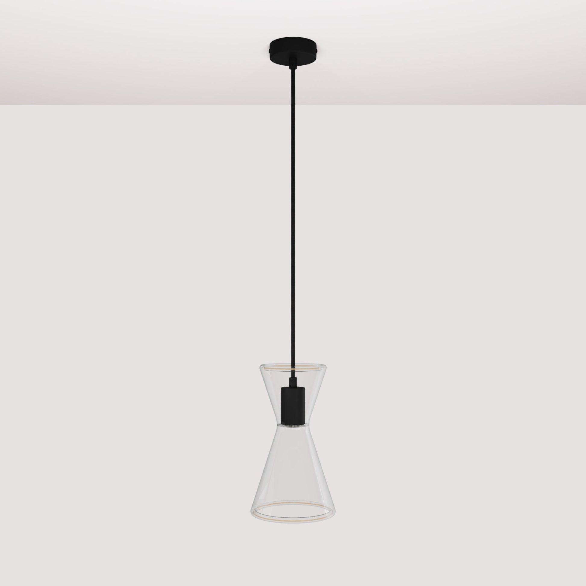Lampada a sospensione con lampadina Ghost Doppio cono - Titanio satinato