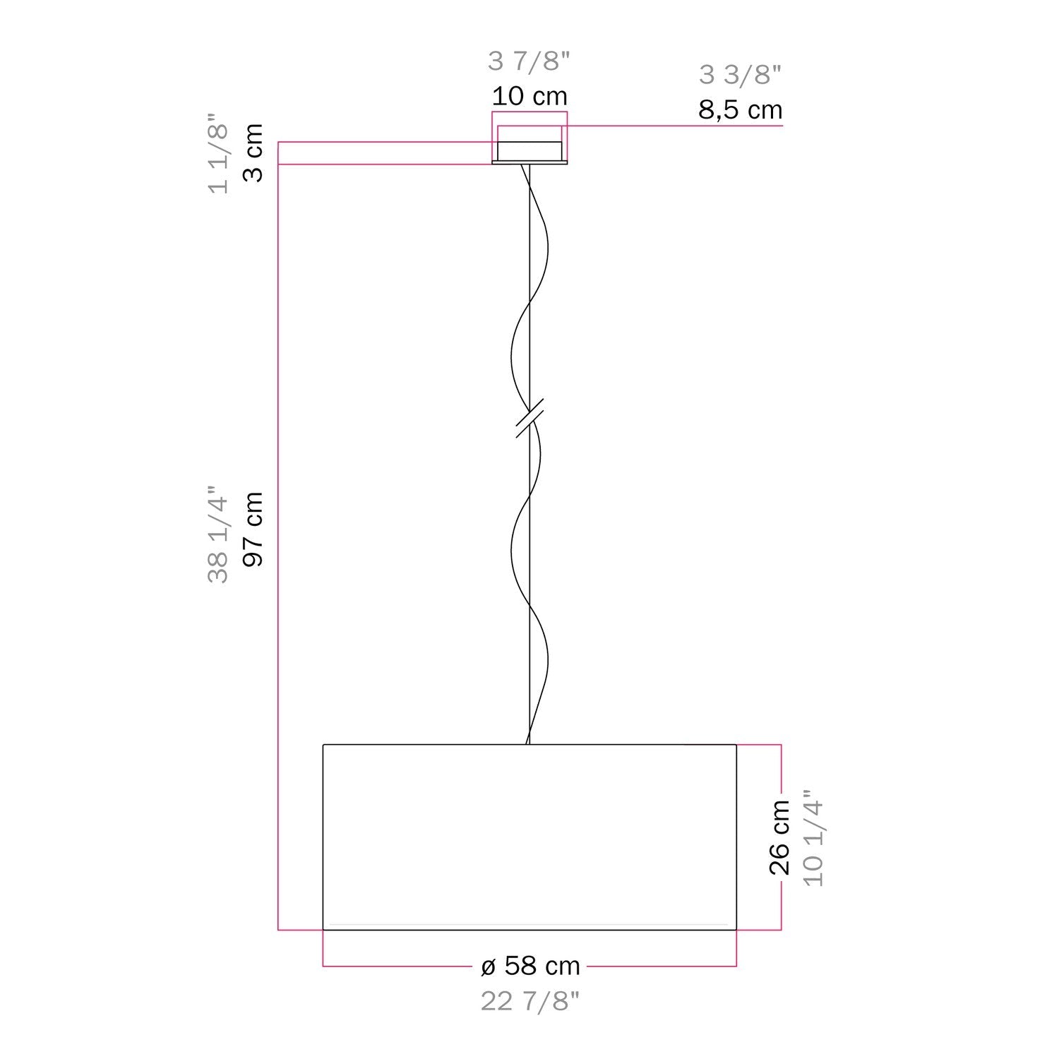 Lampada a sospensione con paralume in tessuto Cilindro Large - Made in Italy - Arenal Sabbia Si