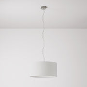Lampada a sospensione con paralume in tessuto Cilindro Medium Lino crudo - Made in Italy No