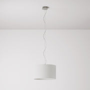 Lampada a sospensione con paralume in tessuto Cilindro Small Lino crudo - Made in Italy No