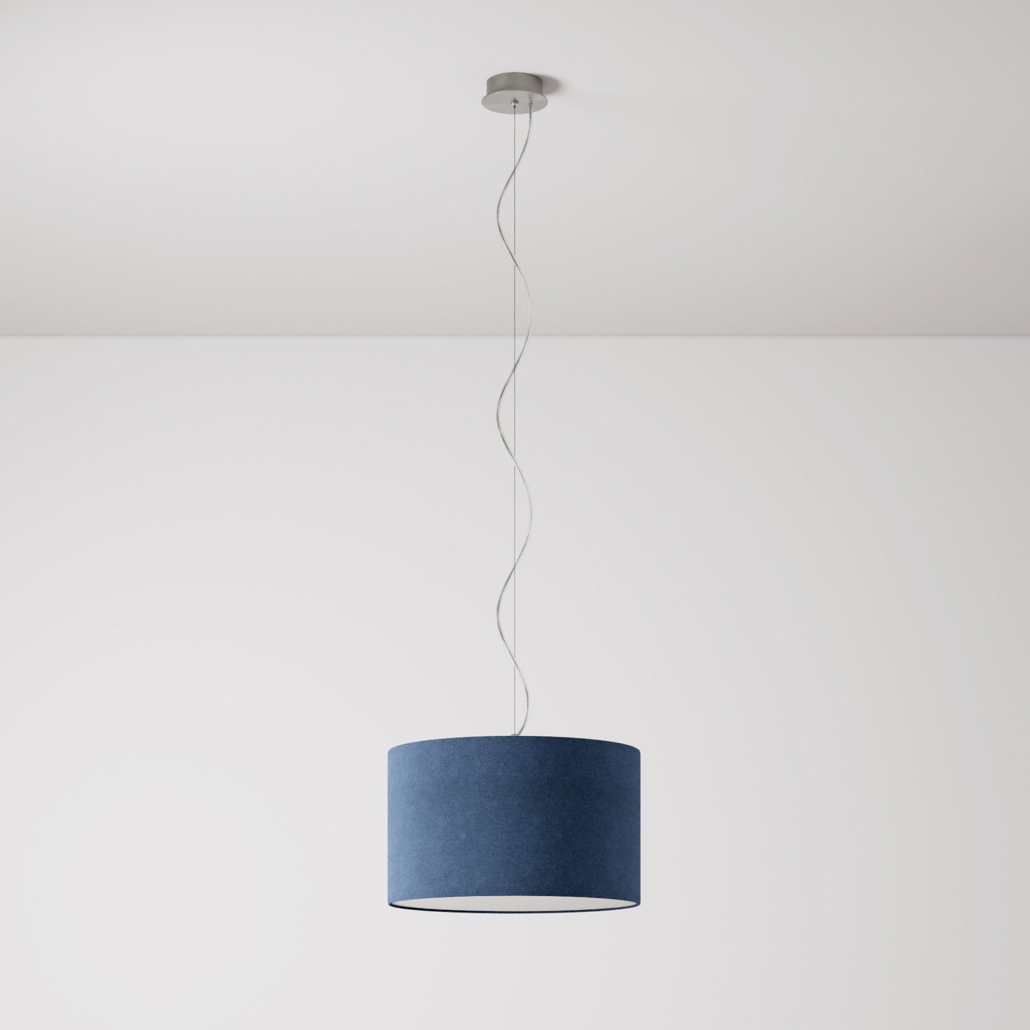 Lampada a sospensione con paralume in tessuto Cilindro Small - Made in Italy - Lana Blu Si
