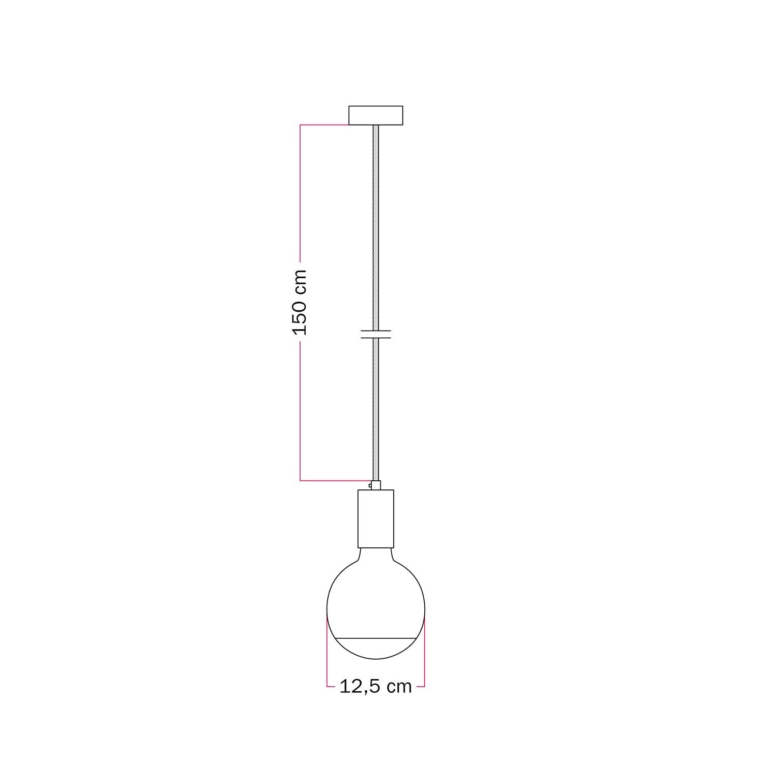 Lampada a sospensione Filotto Metallico con lampadina Lucia - Panna