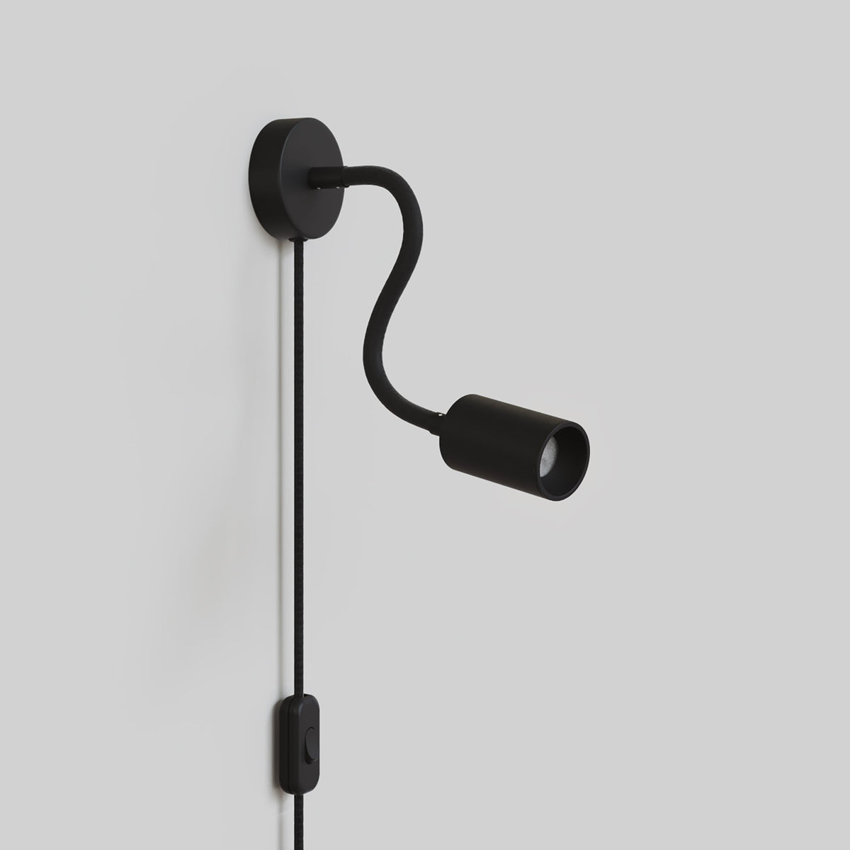 Lampada con spina e braccio snodabile, faretto Spotlight GU10 Bispot - Nero